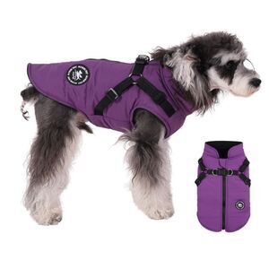 NEW Norbi Dog Parka Coat Fleece Lined Purple Built in Harness 3XL